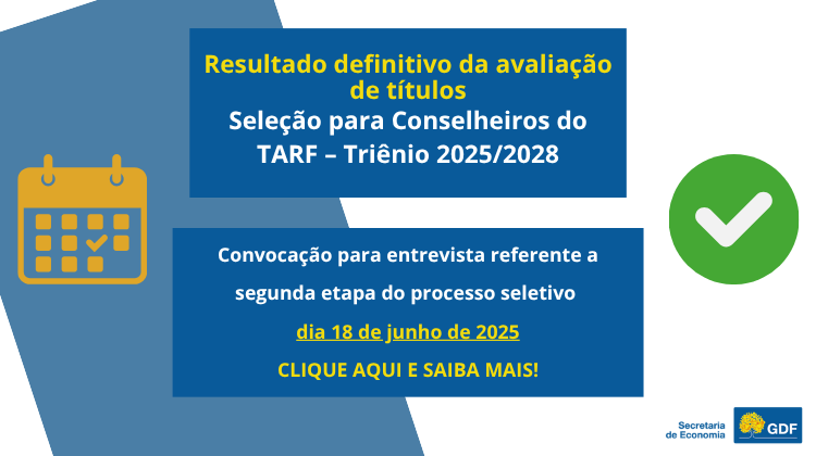 Capa da notícia: TARF - Resultado da avaliação de títulos e convocação para entrevista